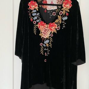 Johnny Was Velvet V-neck top